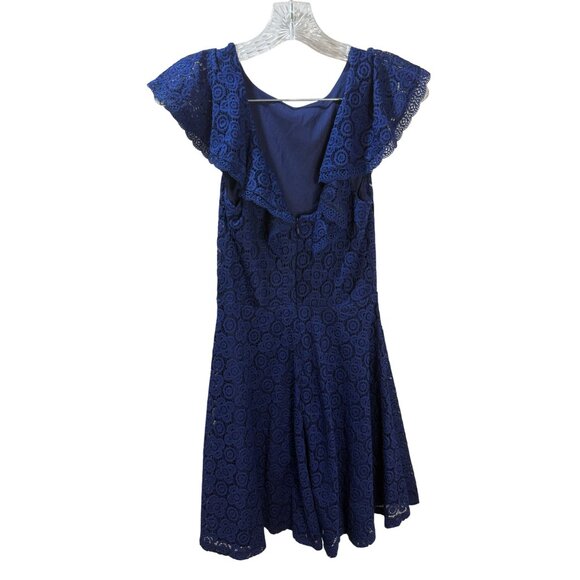 Mi‎ Amore Blue Lace Dress With Ruffle Sleeves Size XS - Picture 2 of 10
